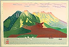 Hideo Nishiyama born 1911 - Twilight in Sakurajima - artelino Art Auctions. Hideo Nishiyama born 1911 - Twilight in Sakurajima