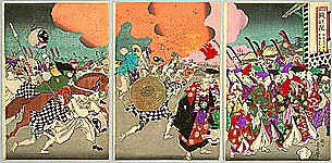 Chikanobu Toyohara 1838-1912 - Escaping Fire - artelino Art Auctions. Chikanobu Toyohara 1838-1912 - Escaping Fire