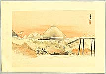 Gekko Ogata 1859-1920 - Behind Roofs - One Hundred Views of Mt. Fuji - artelino Art Auctions. Gekko Ogata 1859-1920 - Behind Roofs - One Hundred Views of Mt. Fuji