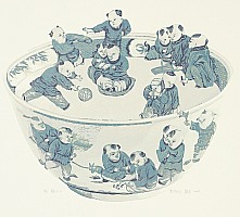 Dai Jia born in 1985 - Chinese Blue Bowl with Hundred Children 2