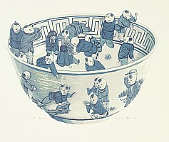 Dai Jia born in 1985 - Chinese Blue Bowl with Hundred Children 3
