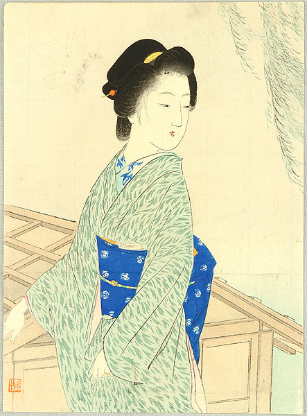 Kason Suzuki 1860-1919 - Beauty and Willow Tree - artelino Art Auctions. Kason Suzuki 1860-1919 - Beauty and Willow Tree