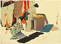 Eisen Tomioka 1864-1905 - Airing Clothes - artelino Art Auctions. Eisen Tomioka 1864-1905 - Airing Clothes