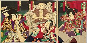 Hosai Baido 1848-1920 - Rat Magic and Three Heroes - Kabuki - artelino Art Auctions. Hosai Baido 1848-1920 - Rat Magic and Three Heroes - Kabuki