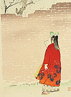 Hanko Kajita 1870-1917 - Listening to Bush Warbler - artelino Art Auctions. Hanko Kajita 1870-1917 - Listening to Bush Warbler