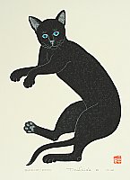 Tadashige Nishida born 1942 - Black Cat Resting - artelino Art Auctions. Tadashige Nishida born 1942 - Black Cat Resting