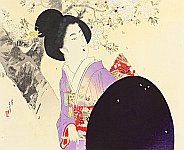 Toshikata Mizuno 1866-1908 - Beauty and Cherry Blossoms - artelino Art Auctions. Toshikata Mizuno 1866-1908 - Beauty and Cherry Blossoms