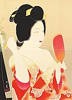 Insho Domoto 1891-1975 - Beauty with a Hand Mirror - artelino Art Auctions. Insho Domoto 1891-1975 - Beauty with a Hand Mirror