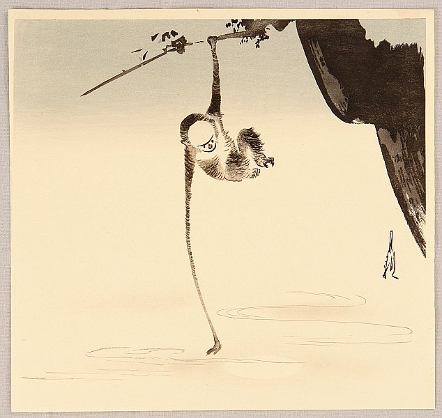 Gekko Ogata 1859-1920 - Monkey and the Moon Reflection - artelino Art Auctions. Gekko Ogata 1859-1920 - Monkey and the Moon Reflection