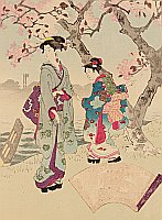 Eisen Tomioka 1864-1905 - Cherry Blossoms Viewing Party. - artelino Art Auctions. Eisen Tomioka 1864-1905 - Cherry Blossoms Viewing Party.
