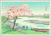 Hiroaki Takahashi 1871-1945 - Cherry Blossom at Riverside - artelino Art Auctions. Hiroaki Takahashi 1871-1945 - Cherry Blossom at Riverside