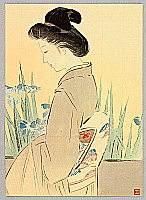 Hanko Kajita 1870-1917 - Beauty and Irises - artelino Art Auctions. Hanko Kajita 1870-1917 - Beauty and Irises