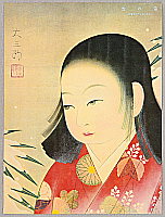 Seien Shima 1892-1970 - Girl and Snow Covered Bamboo - artelino Art Auctions. Seien Shima 1892-1970 - Girl and Snow Covered Bamboo