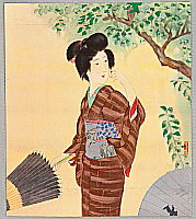 Shiro Kasamatsu 1898-1992 - Beauty with Umbrella - artelino Art Auctions. Shiro Kasamatsu 1898-1992 - Beauty with Umbrella