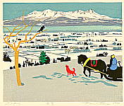 Fumio Kitaoka 1918-2007 - Snow Scene - artelino Art Auctions. Fumio Kitaoka 1918-2007 - Snow Scene