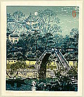 Lao Si born 1938 - Hanshan Temple and Bridge - artelino Art Auctions. Lao Si born 1938 - Hanshan Temple and Bridge