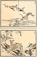Bairei Kono 1844-1895 - Crane and Woodpecker - artelino Art Auctions. Bairei Kono 1844-1895 - Crane and Woodpecker