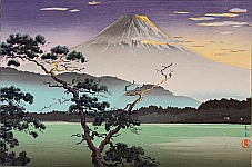 Koitsu Tsuchiya 1870-1949 - Evening Glow at Lake Sai - artelino Art Auctions. Koitsu Tsuchiya 1870-1949 - Evening Glow at Lake Sai