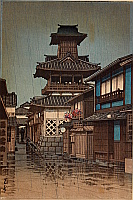 Hasui Kawase 1883-1957 - Bell Tower at Okayama - artelino Art Auctions. Hasui Kawase 1883-1957 - Bell Tower at Okayama