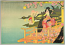 Unknown - Beauty, Samurai and Full Moon - artelino Art Auctions. Unknown - Beauty, Samurai and Full Moon