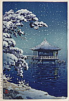 Koitsu Tsuchiya 1870-1949 - Snow at ukimido, Katada - artelino Art Auctions. Koitsu Tsuchiya 1870-1949 - Snow at ukimido, Katada