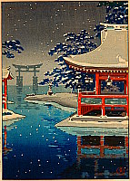 Koitsu Tsuchiya 1870-1949 - Miyajima in Snow - artelino Art Auctions. Koitsu Tsuchiya 1870-1949 - Miyajima in Snow