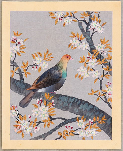 Bakufu Ono 1888-1976 - Turtle Dove and Cherry - Collection of Japanese Flowers and Birds - artelino Art Auctions. Bakufu Ono 1888-1976 - Turtle Dove and Cherry - Collection of Japanese Flowers and Birds