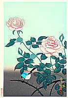 Bakufu Ono 1888-1976 - Rose and Bird - artelino Art Auctions. Bakufu Ono 1888-1976 - Rose and Bird