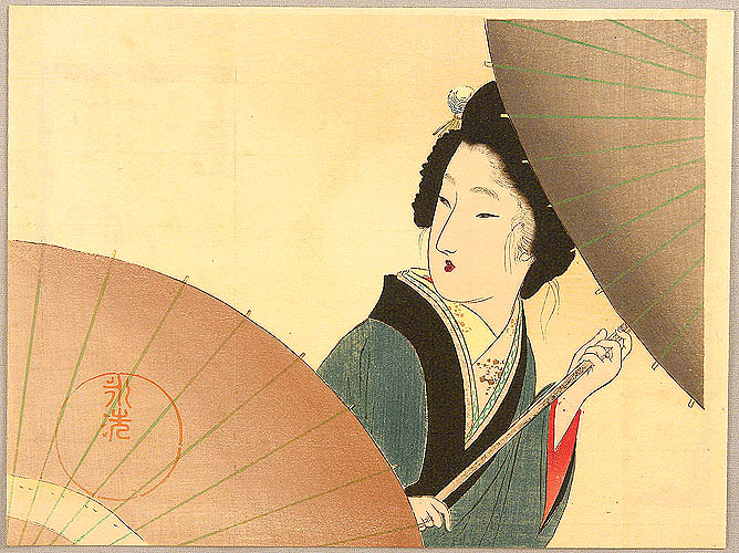 Eisen Tomioka 1864-1905 - Drizzling Rain - artelino Art Auctions. Eisen Tomioka 1864-1905 - Drizzling Rain