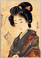 Eiho Hirezaki 1881-1968 - Beauty and Cherry Tree - artelino Art Auctions. Eiho Hirezaki 1881-1968 - Beauty and Cherry Tree