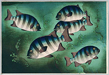 Bakufu Ono 1888-1976 - Striped Fish - artelino Art Auctions. Bakufu Ono 1888-1976 - Striped Fish