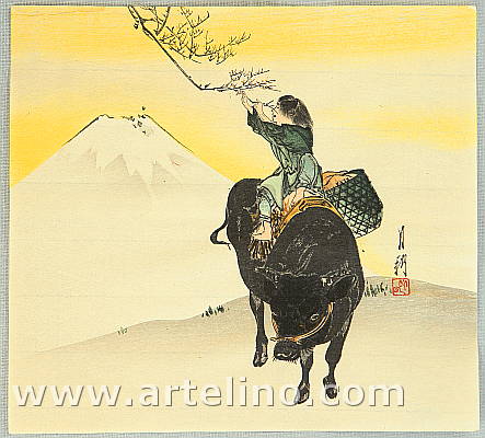 Gekko Ogata 1859-1920 - Boy, Ox and Mt. Fuji