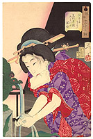 Yoshitoshi Taiso 1839-1892 - Chilly - Thirty-two Aspects of Customs and Manners of Women - artelino Art Auctions. Yoshitoshi Taiso 1839-1892 - Chilly - Thirty-two Aspects of Customs and Manners of Women