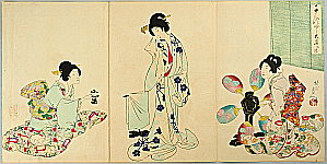 Chikanobu Toyohara 1838-1912 - After Bath - Ladies of Chiyoda Palace. - artelino Art Auctions. Chikanobu Toyohara 1838-1912 - After Bath - Ladies of Chiyoda Palace.