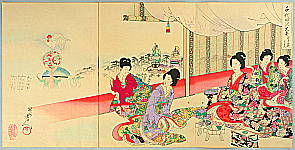 Chikanobu Toyohara 1838-1912 - Festival Float - The Ladies of Chiyoda Palace - artelino Art Auctions. Chikanobu Toyohara 1838-1912 - Festival Float - The Ladies of Chiyoda Palace