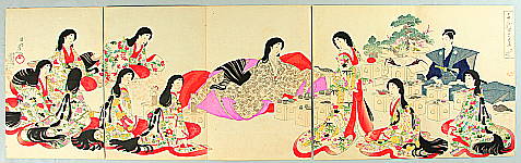 Chikanobu Toyohara 1838-1912 - Ceremonial Meal - The Ladies of Chiyoda Palace - artelino Art Auctions. Chikanobu Toyohara 1838-1912 - Ceremonial Meal - The Ladies of Chiyoda Palace
