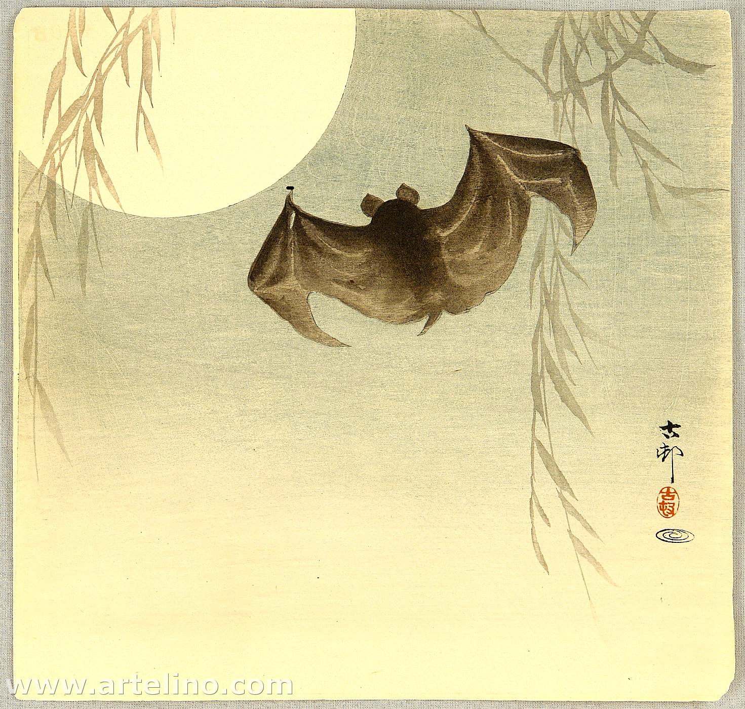 小原古邨: Flying Bat - Artelino - 浮世絵検索