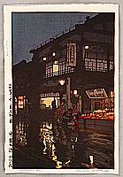 Hiroshi Yoshida 1876-1950 - Kagurazaka Street after Rain - artelino Art Auctions. Hiroshi Yoshida 1876-1950 - Kagurazaka Street after Rain