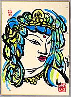 Shiro Tsuji born 1932 - Bodhisattva with Blue Hair - artelino Art Auctions. Shiro Tsuji born 1932 - Bodhisattva with Blue Hair