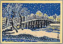 Eiichi Kotozuka 1906-1979 - Sanjo Bridge in Snow - artelino Art Auctions. Eiichi Kotozuka 1906-1979 - Sanjo Bridge in Snow