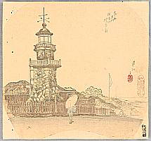 Gekko Ogata 1859-1920 - Light Tower at Kudan - artelino Art Auctions. Gekko Ogata 1859-1920 - Light Tower at Kudan