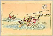 Chikanobu Toyohara 1838-1912 - The Tale of Heike - Horse Race in Water - artelino Art Auctions. Chikanobu Toyohara 1838-1912 - The Tale of Heike - Horse Race in Water