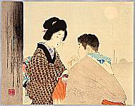 Eisen Tomioka 1864-1905 - Couple in the Mist - artelino Art Auctions. Eisen Tomioka 1864-1905 - Couple in the Mist