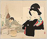 Shoso Mishima 1856-1928 - Book Lover and Cat Lover - kuchi-e - artelino Art Auctions. Shoso Mishima 1856-1928 - Book Lover and Cat Lover - kuchi-e
