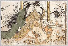 Utamaro Kitagawa 1750-1806 - Party of Three - Risky Picture - artelino Art Auctions. Utamaro Kitagawa 1750-1806 - Party of Three - Risky Picture
