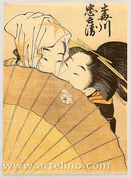 Utamaro Kitagawa 1750-1806 - Lovers behind Umbrella - Kabuki - artelino Art Auctions. Utamaro Kitagawa 1750-1806 - Lovers behind Umbrella - Kabuki