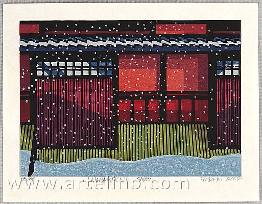 Clifton Karhu 1927-2007 - Hanamikoji Snow - artelino Art Auctions. Clifton Karhu 1927-2007 - Hanamikoji Snow