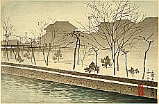 Kanpo Yoshikawa 1894-1979 - Sanjo Bridge in Morning Mist - artelino Art Auctions. Kanpo Yoshikawa 1894-1979 - Sanjo Bridge in Morning Mist