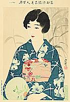 Shinsui Ito 1898-1972 - One Hundred Beauties in Takasago-zome Light Kimono - Beauty and Round Fan - - artelino Art Auctions. Shinsui Ito 1898-1972 - One Hundred Beauties in Takasago-zome Light Kimono - Beauty and Round Fan -