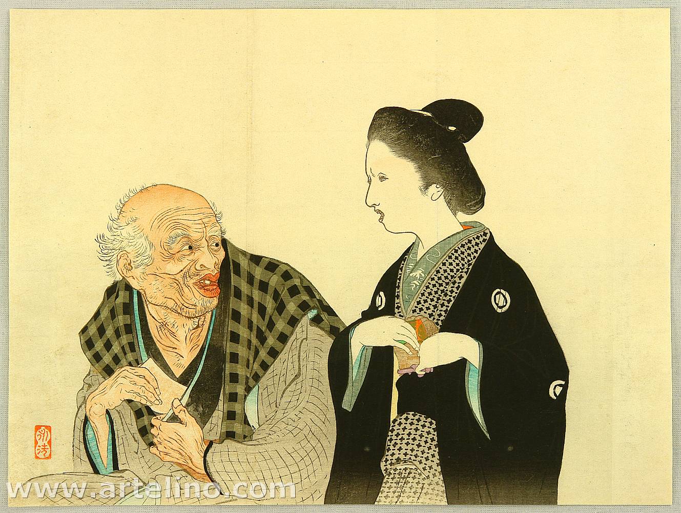富岡英泉: Beauty and old man - Asian Collection Internet Auction 